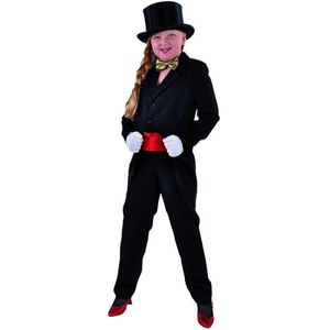 Magic By Freddy's - Dans & Entertainment Kostuum - Slipjas Voor Musical En Theater Kind - Zwart - Maat 164 - Carnavalskleding - Verkleedkleding