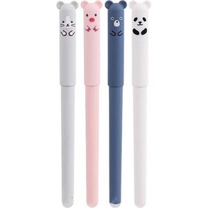 Schattige Uitgumbare Pennen - Cute Animal Pen - Balpennen - Uitwisbare Dieren Pennen - 0.5mm Balpen - Blauw Inkt - Set Van 4 Stuks