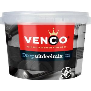 Venco Dropmix Uitdeelmix zout en  zoete dropjes Emmer 500 gram
