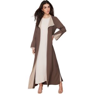 Trendyol Steenkleurblok Lange Aerobin Geweven Cap & Abaya & Abaya Tctss24Kf00011