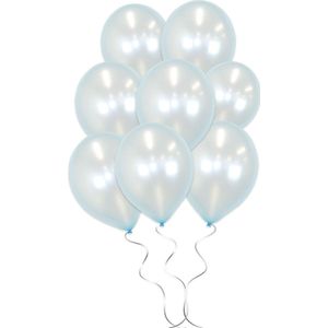 LUQ - Luxe Metallic Baby Blauwe Helium Ballonnen - 50 stuks - Verjaardag Versiering - Decoratie - Latex Ballon Baby Blauw