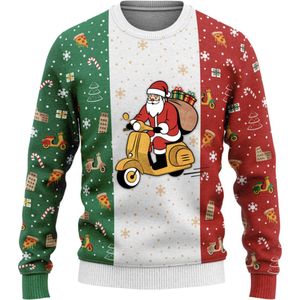 JAP Christmas Around the World Kersttrui (maat 3XL) - 100% Gerecycled - Kriebelt niet - Kerstcadeau volwassenen - Foute Kersttrui dames en heren XXXL - Italië - Groen/Wit/Rood