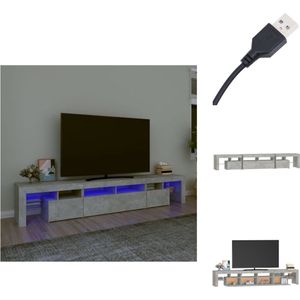 vidaXL TV-meubel Betongrijs - 230 x 36.5 x 40 cm - RGB LED-verlichting - Kast