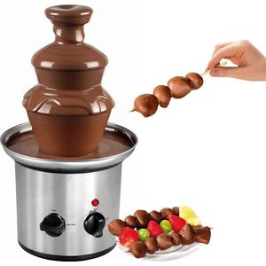 Chocoladefontein - Chocolade Fontein Met 500g Capaciteit – Chocoladefondue Met Diepe Opvangbak - Chocolade Druppels - Voor Fruit En Gebak – In Hoogte Verstelbare Poten