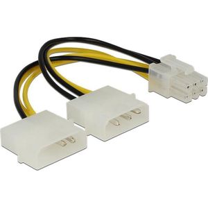 Cablexpert PCIe 6-pins (m) - 2x Molex 4-pins (m) voedingsadapter - 0,15 meter