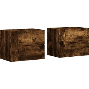 vidaXL - Nachtkastjes - 2 - st - wandgemonteerd - 45x30x35 - cm - gerookt - eikenkleur