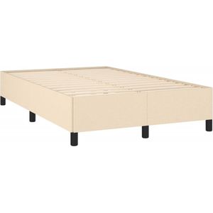 vidaXL - Boxspring - met - matras - stof - crÃ¨mekleurig - 120x190 - cm