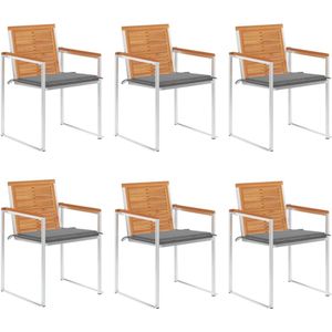 VidaXL Tuinstoelen 6 st met Kussens - Massief Acaciahout