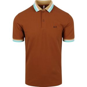 Sun68 - Poloshirt Multistripes Bruin - Modern-fit - Heren Poloshirt Maat XXL
