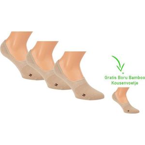 3+1 - Bamboo kousenvoetje - Bamboo footie - Anti zweet sokken - Naadloos - Met silicone rubbertje - Heren en Dames - 4 halen = 3 betalen - Beige - 43/45