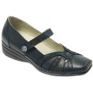 Leren ballerina's met comfortabele wijdte en klittenbandsluiting