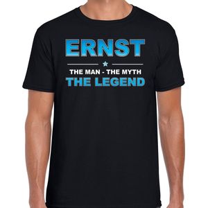 Naam cadeau Ernst - The man, The myth the legend t-shirt  zwart voor heren - Cadeau shirt voor o.a verjaardag/ vaderdag/ pensioen/ geslaagd/ bedankt L
