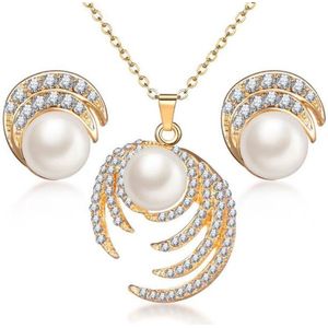 N3 Collecties GoudKleur ketting met gesimuleerde parel sieraden sets voor vrouwen