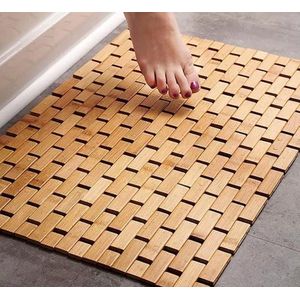 Badmat - Badkamermat Bamboehout Antislipmat - Douchemat Badkuip - Bamboemat Badkamer - Antislip Badmat - Bamboe Tapijt Natuurlijk