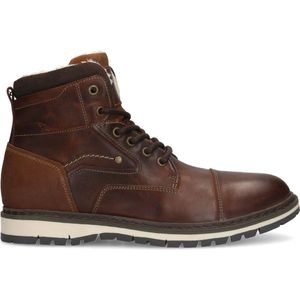 Manfield Leren Veterboots Cognac