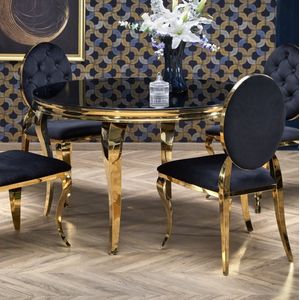 Ronde eettafel Reginald 120 cm zwart met goud