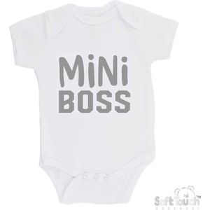 100% Katoenen Romper ""Mini Boss"" Unisex Katoen Wit/grijs Maat 62/68