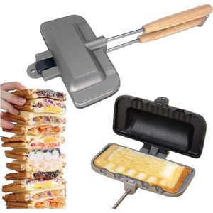 Breakfast Sandwich Maker, Toaster Camping, Removable Non-Stick Sandwich Maker, with Handles, Double-Sided Grill Pan for Sandwich, Waffle, Panini, Toast, Cake, Pop Mini Doughnut