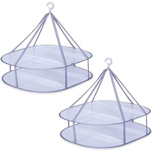 Opvouwbaar Mesh Kledingdroogrek - Winddichte Trui Droger met Bevestigingsband - Inklapbaar Hangend Droogrek voor Pullover - Voor Binnen en Buiten - 2 Lagen