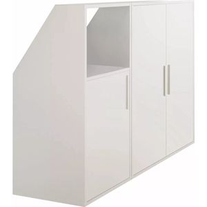 Opbergkast - Wit - Spaanplaat - 3 Draaideuren - Omkeerbaar