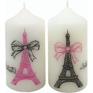 Liefdes cadeau Romantische Kaarsen Eiffeltoren set 2 stuks