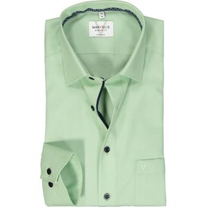 MARVELIS modern fit overhemd - structuur - lichtgroen - Strijkvrij - Boordmaat: 42