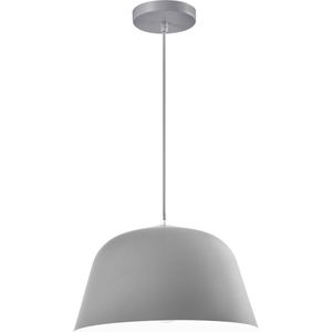 QUVIO Hanglamp retro - Lampen - Plafondlamp - Verlichting - Keukenverlichting - Lamp - Simplistisch design - E27 Fitting - Voor binnen - Met 1 lichtpunt - Aluminium - Metaal - D 30 cm - Grijs en wit