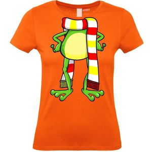 Dames t-shirt Oeteldonk Sjaal Kikker | Carnavalskleding heren dames | Carnaval Kostuum | Foute Party | Oranje Dames | maat XXL