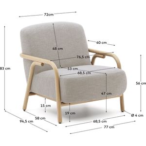 Kave Home - Beige fauteuil Sylo van FSC 100% massief essenhout