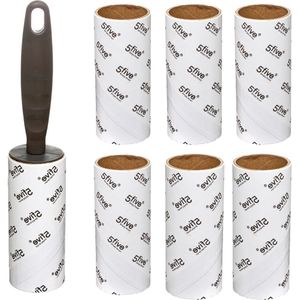 Kledingroller/kleefroller - grijs - 21 cm - 7 rollen - pluizenverwijderaar - voor kleding of meubel