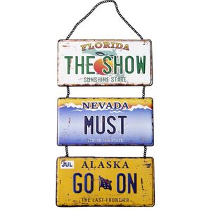 Signs-USA - The Show Must Go On - aan kettingen - Souvenir kentekenplaat nummerbord Amerika - verweerd - 30,5 x 55 cm