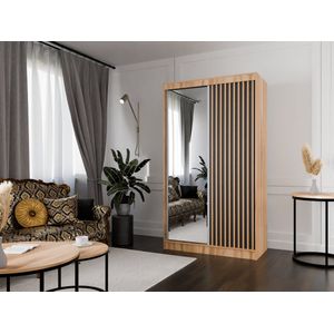 Kledingkast met lamellen Kraft Eiken K003 + spiegel 120 Arton