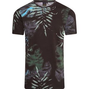 Mario Russo T-shirt - Zwart - Bloemenpatroon - Zomershirt - M