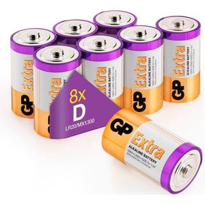 GP Extra Alkaline batterijen D Mono LR20 batterij 1.5V - 8 stuks D batterijen