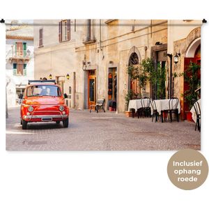 Wandkleed Italië - Oude vintage auto in Italiaanse straat Wandkleed katoen 180x120 cm - Wandtapijt met foto XXL / Groot formaat!