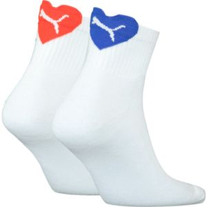 Puma Short Sok Dames Heart 2-pack Wit / Blauw / Rood