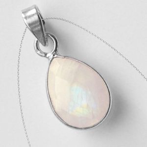 Natuursieraad -  925 sterling zilver maansteen ketting druppel - luxe edelsteen sieraad - handgemaakt