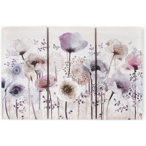 Graham & Brown - Klassieke Klaprozen Trio - Canvassen set - Beige/paars - 3x 30x60 cm