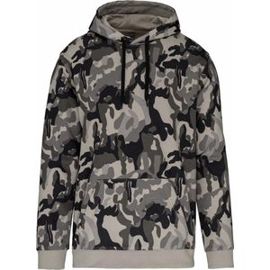 Heren sweater met capuchon/ Hoodie Grijs Camouflage K476, maat XS