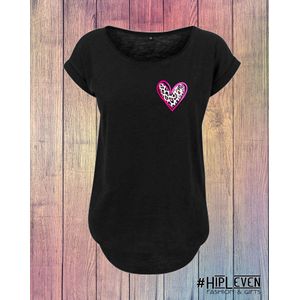Shirt met print ""Panter hart fuchsia roze"" | Zwart / 5XL (54)