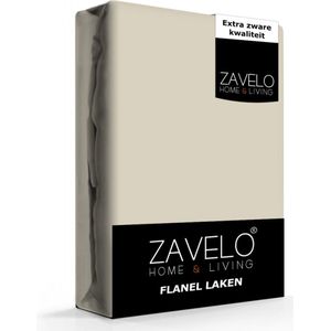 Zavelo Deluxe Flanel Laken Zand - 1-persoons (150x260 cm) - 100% katoen - Extra Dik - Zware Kwaliteit - Hotelkwaliteit