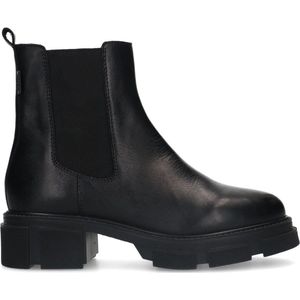 Manfield - Dames - Zwarte leren chelsea boots - Maat 41