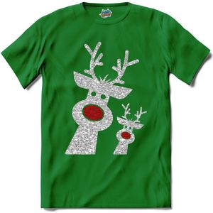 Glitter Kerst Buddy's - T-Shirt - Heren - Kelly Groen - Maat S