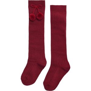 iN ControL 2pack kniekousen rib/pompom Deep red 23/26