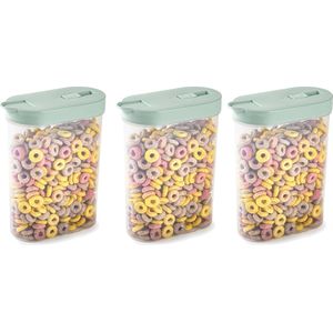 Plasticforte Voedselcontainer strooibus - 3x - mintgroen - 1 liter - kunststof - 15 x 7 x 19 cm