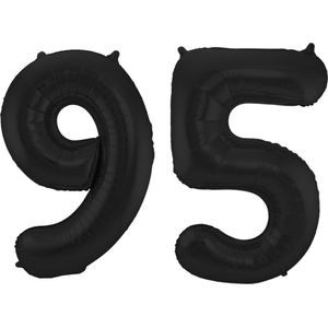 Folat Folie ballonnen - 95 jaar cijfer - zwart - 86 cm - leeftijd feestartikelen