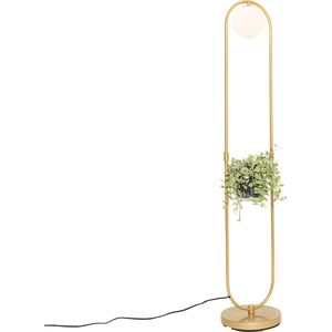 QAZQA isabella - Art Deco Vloerlamp | Staande Lamp - 1 lichts - H 120 cm - Goud/messing - Woonkamer | Slaapkamer | Keuken