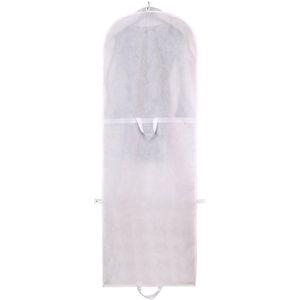 Ademende Kledingtas 180 cm x 64 cm, Opvouwbare Beschermhoes Kledinghoes, Vervoeren/Langdurige Opslag voor Trouwjurken Avondjurken Pakken enz, Wit TKB1001-white