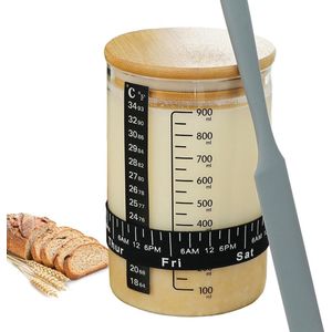 Lexium Zuurdesem starter set - Broodbakaccessoires Zuurdesemglas - Fermenteren - Rijsmand voor Broodbakken Set - Rijsmandje Rond