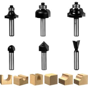 8 mm schacht Randfrees set van 6 stuks voor houtbewerking met hardmetalen punt